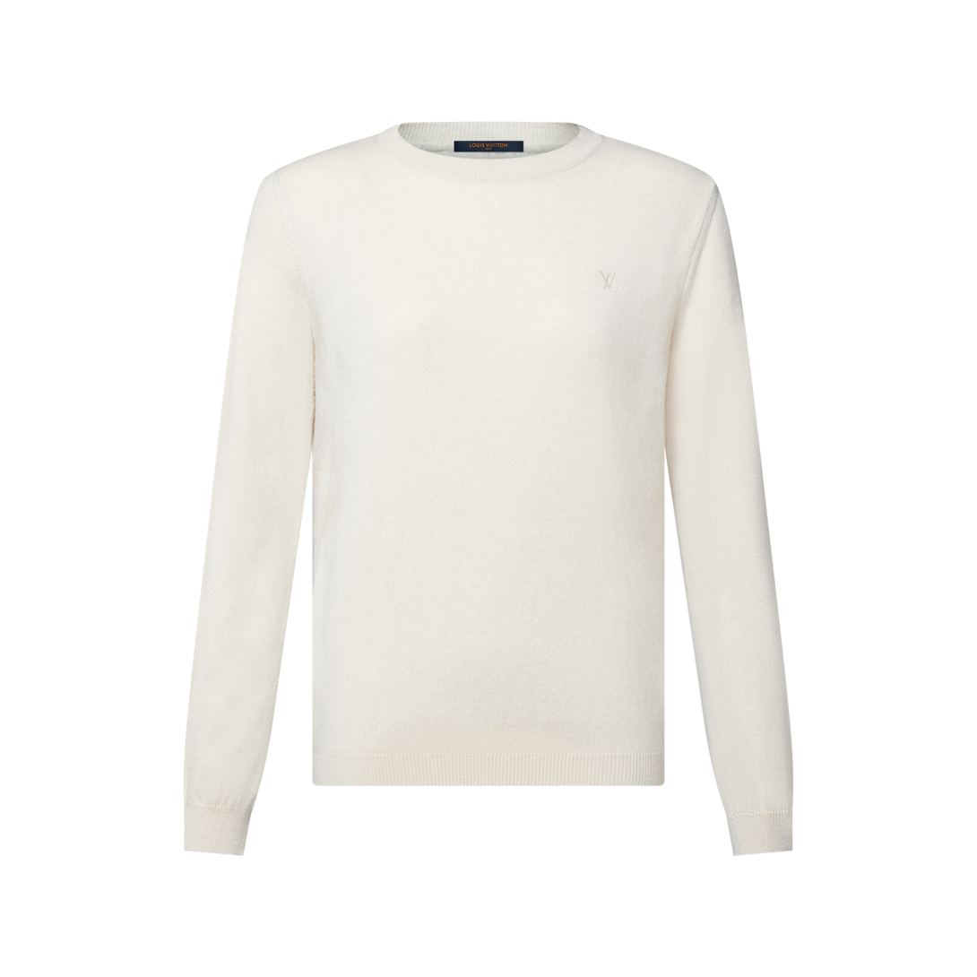 LOUIS VUITTON ホワイトリブセーター Signature Embroidery Cashmere Pullover - Ready-to-Wear | LOUIS VUITTON
